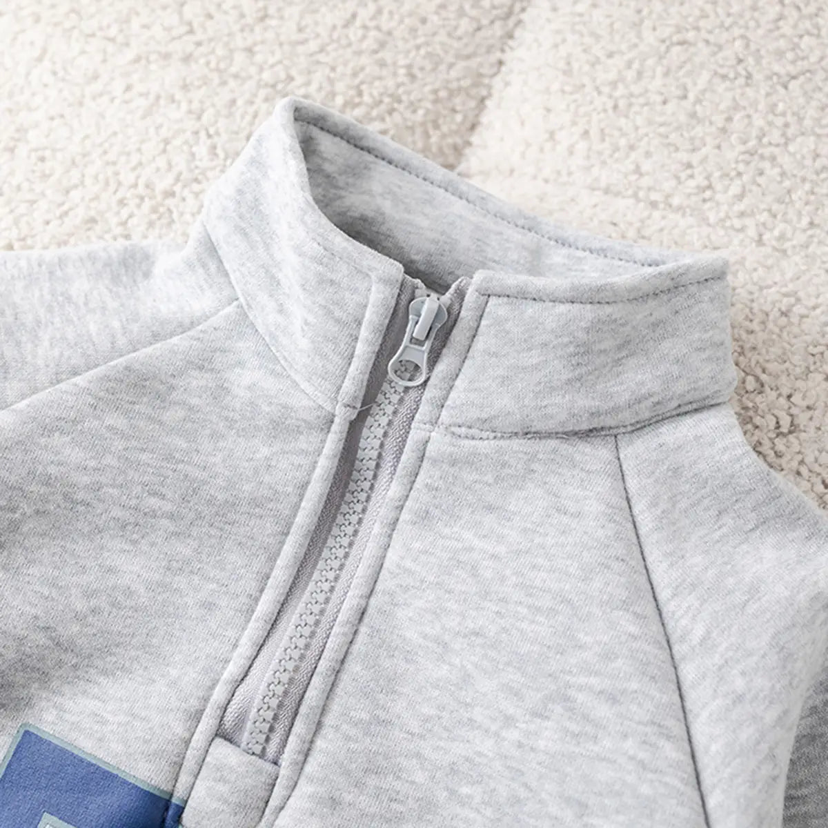 Boys Grey Alphanumeric Printed Regular Sweatshirt With Trouser Sets 3 pc. Sets