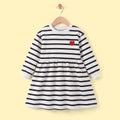 Girls Black Striped Long Sleeve Fit & Flare Dress Casual Dresses Black 3-4 Y