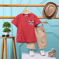 Boys Red Printed Short Sleeve T-Shirt With Elasticated Shorts Sets 2 pc. Sets Red 2-3 Y