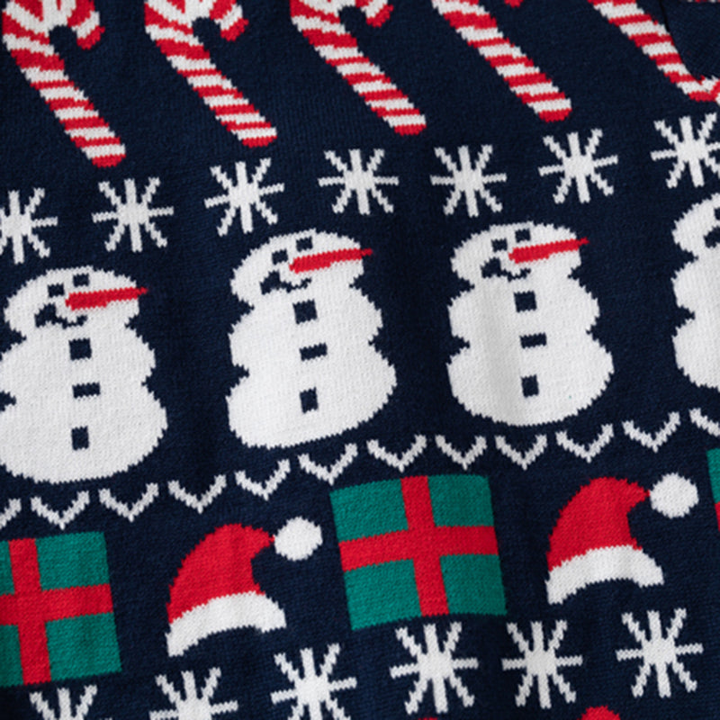 Boys Navy Blue Self-Design Christmas Sweater Sweaters & Cardigans