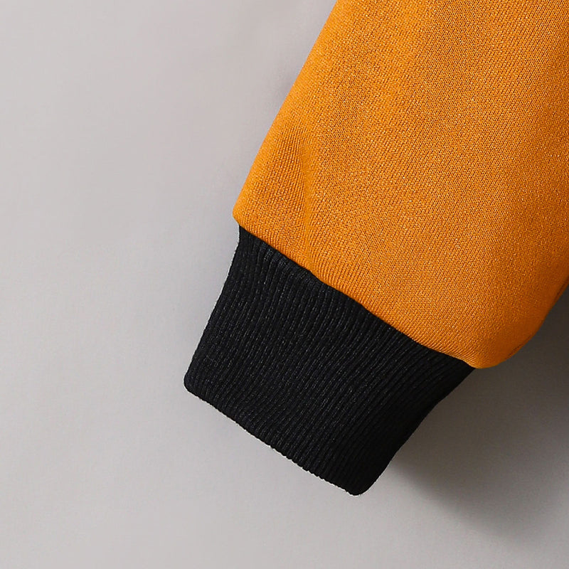 Boys Orange-Black Colorblocked Sweatshirt with Joggers Set Sets