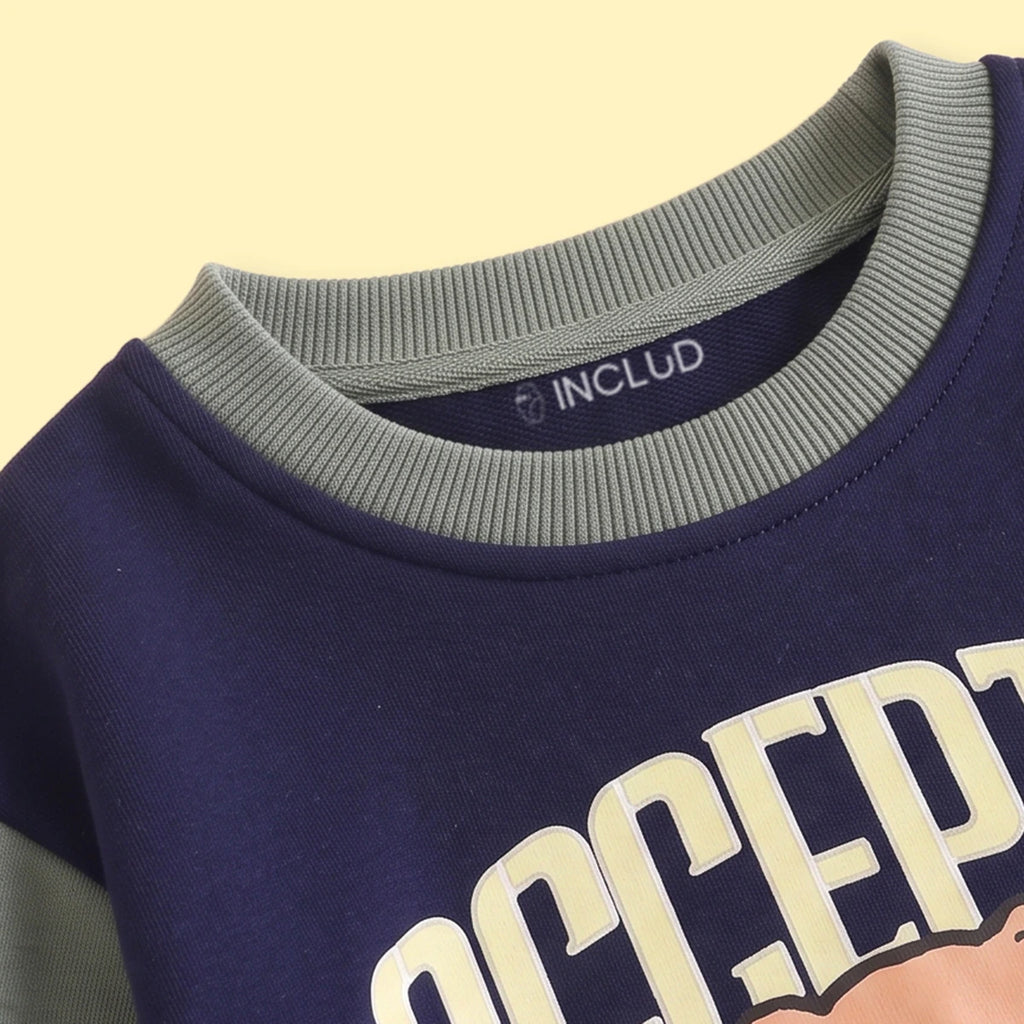 Boys Navy Blue Typographic Long Sleeve Sweatshirt Sweatshirts & Hoodies
