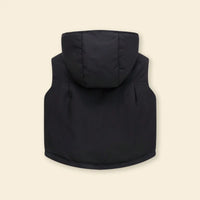 Boys Black Hooded Sleeveless Puffer Vest Coats & Jackets