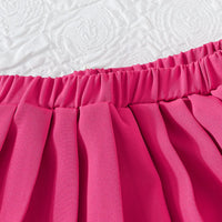 Girls Fuchsia Floral Applique Top With Camisole Top & Pleated Skirt Sets 3 pc. Sets