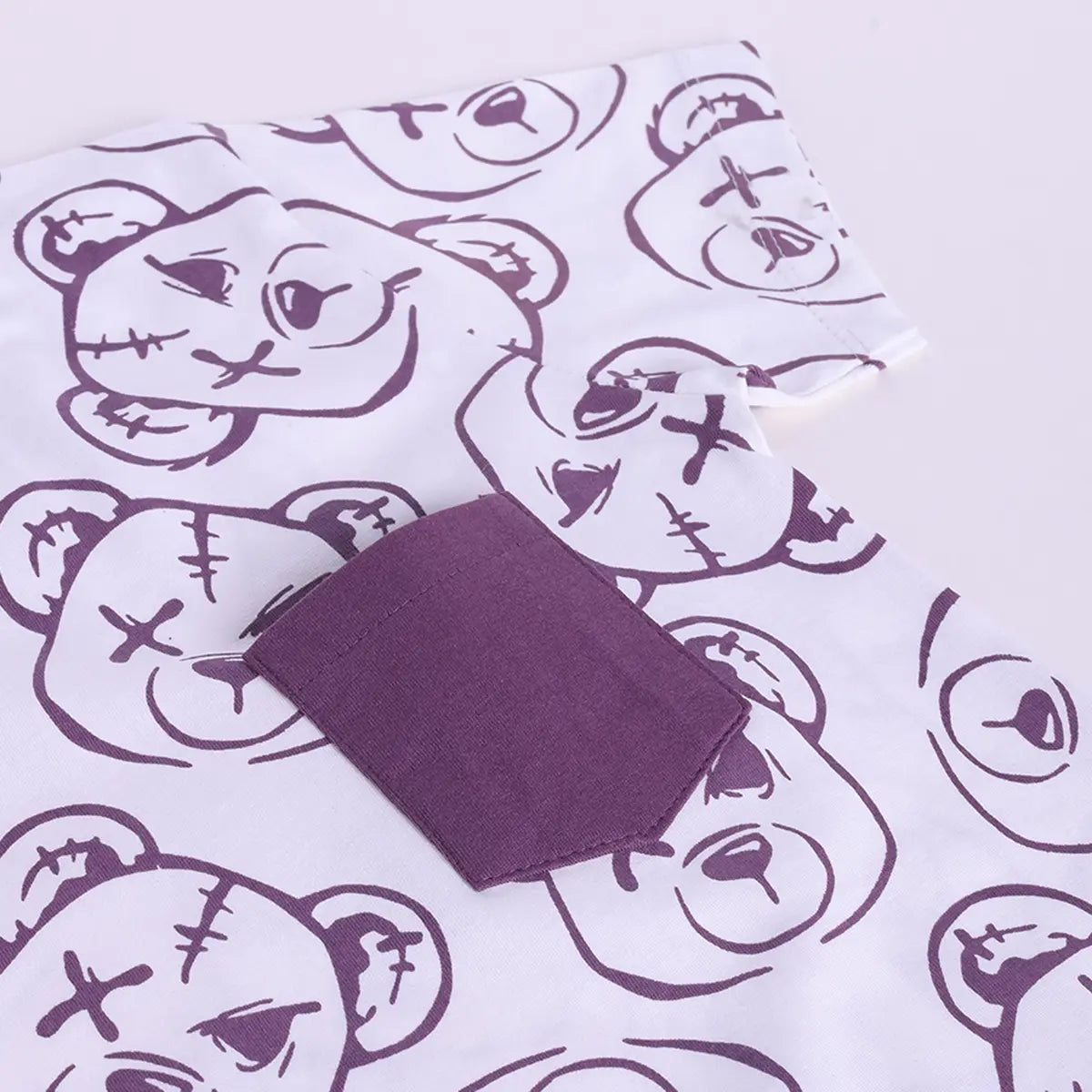 Boys Lavender Bear Print T-Shirt With Shorts Sets Sets