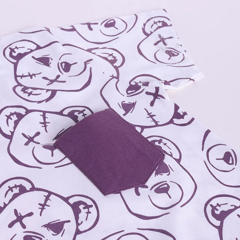 Boys Lavender Bear Print T-Shirt With Shorts Sets Sets