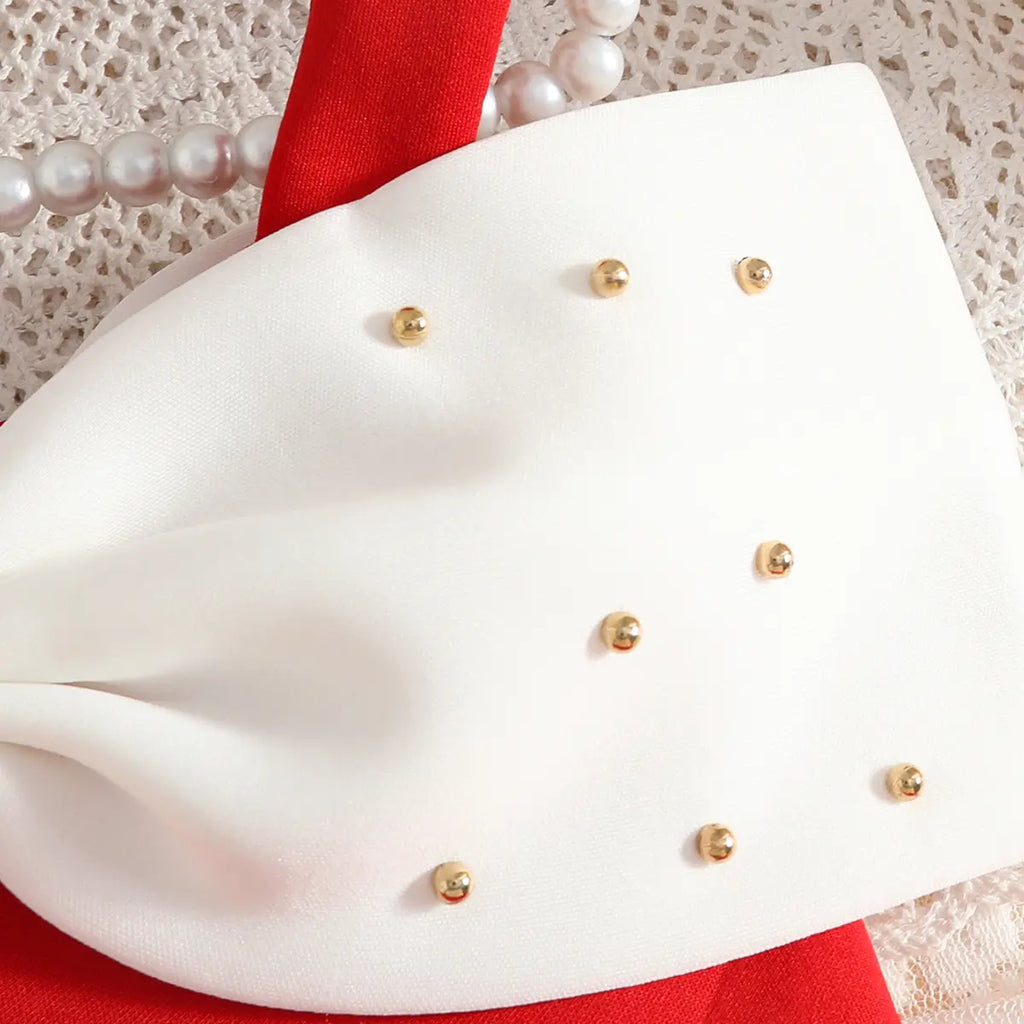 Girls Red Sleeveless Fit & Flare Party Wear Dress With Elegant Bow Detail Party Dresses
