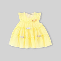 Girls Yellow Candy Applique Tiered A-Line Dress Casual Dresses