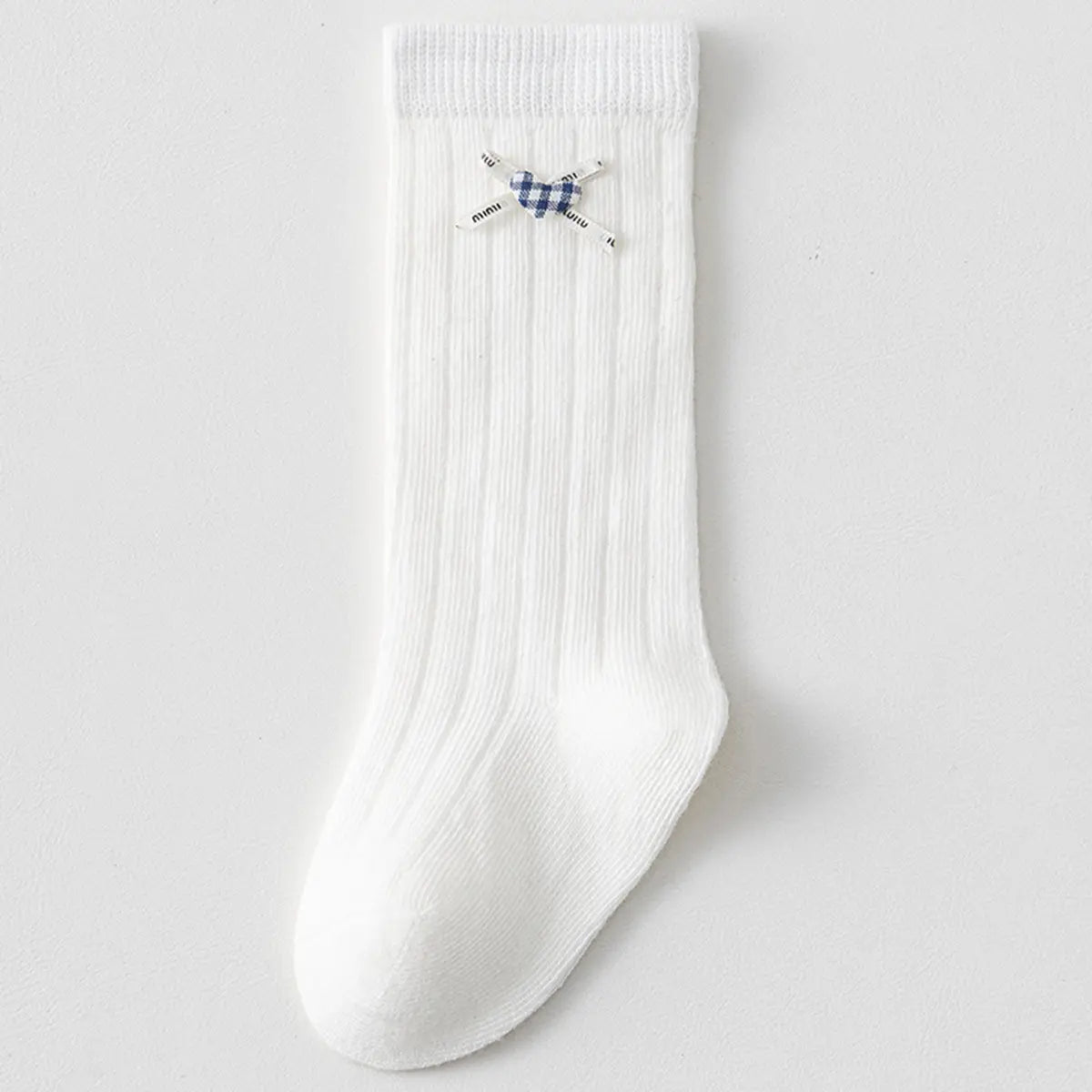Pack of 5 Girls White Gingham Applique Calf Length Socks Socks