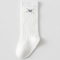 Pack of 5 Girls White Gingham Applique Calf Length Socks Socks