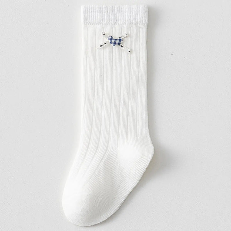 Pack of 5 Girls White Gingham Applique Calf Length Socks Socks