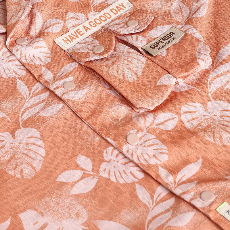 Boys Orange Tropical Print Short Sleeve Shirt With Shorts Sets 2 pc. Sets