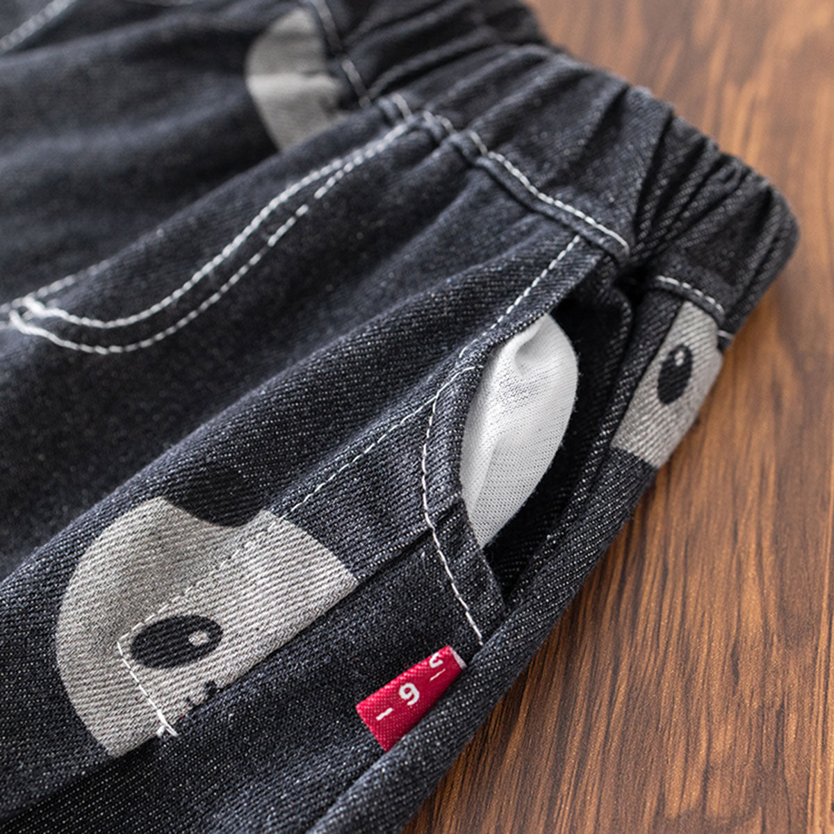 Boys Black Panda Printed Denim Jacket With T-Shirt & Joggers Set Sets