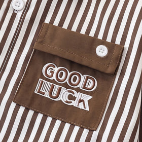 Boys Brown Striped Long Sleeve Shirt With Pants Sets 2 pc. Sets