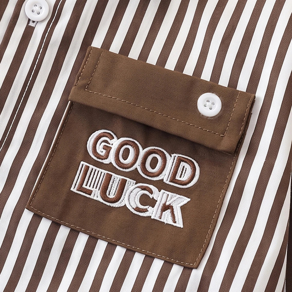 Boys Brown Striped Long Sleeve Shirt With Pants Sets 2 pc. Sets