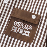 Boys Brown Striped Long Sleeve Shirt With Pants Sets 2 pc. Sets