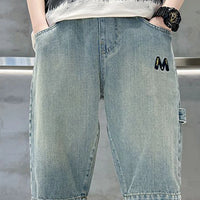 Boys Light Blue Embroidered Denim Shorts Shorts