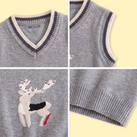 Boys Grey Jacquard V-Neck Sweater Vest Sweaters & Cardigans