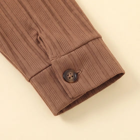 Boys Brown Textured Long Sleeve Shirt With Pants Sets 2 pc. Sets