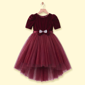Girls Burgundy High-Low Party Dress Party Dresses burgundy 1-2 Y