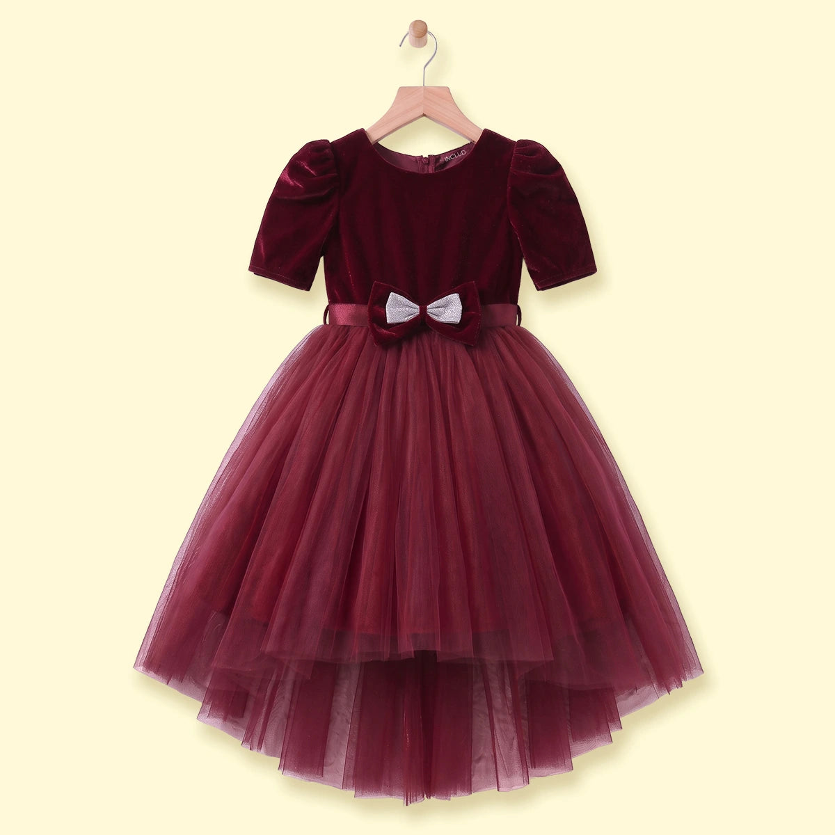 Girls Burgundy High-Low Party Dress Party Dresses burgundy 1-2 Y