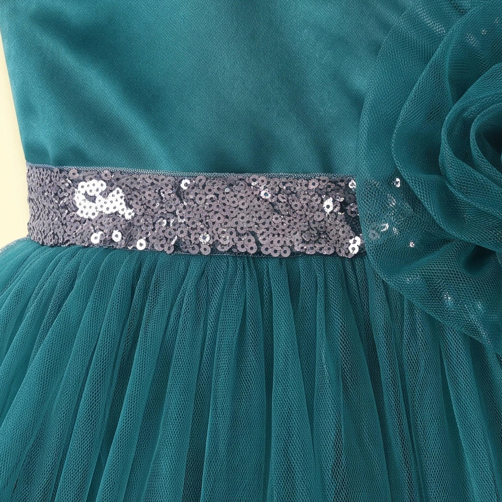 Girls Green Sleeveless Party Gown Party Dresses