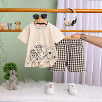 Boys Off White Cartoon Graphics Short Sleeve T-Shirt With Elasticated Shorts Sets Sets Off White 6-12 M
