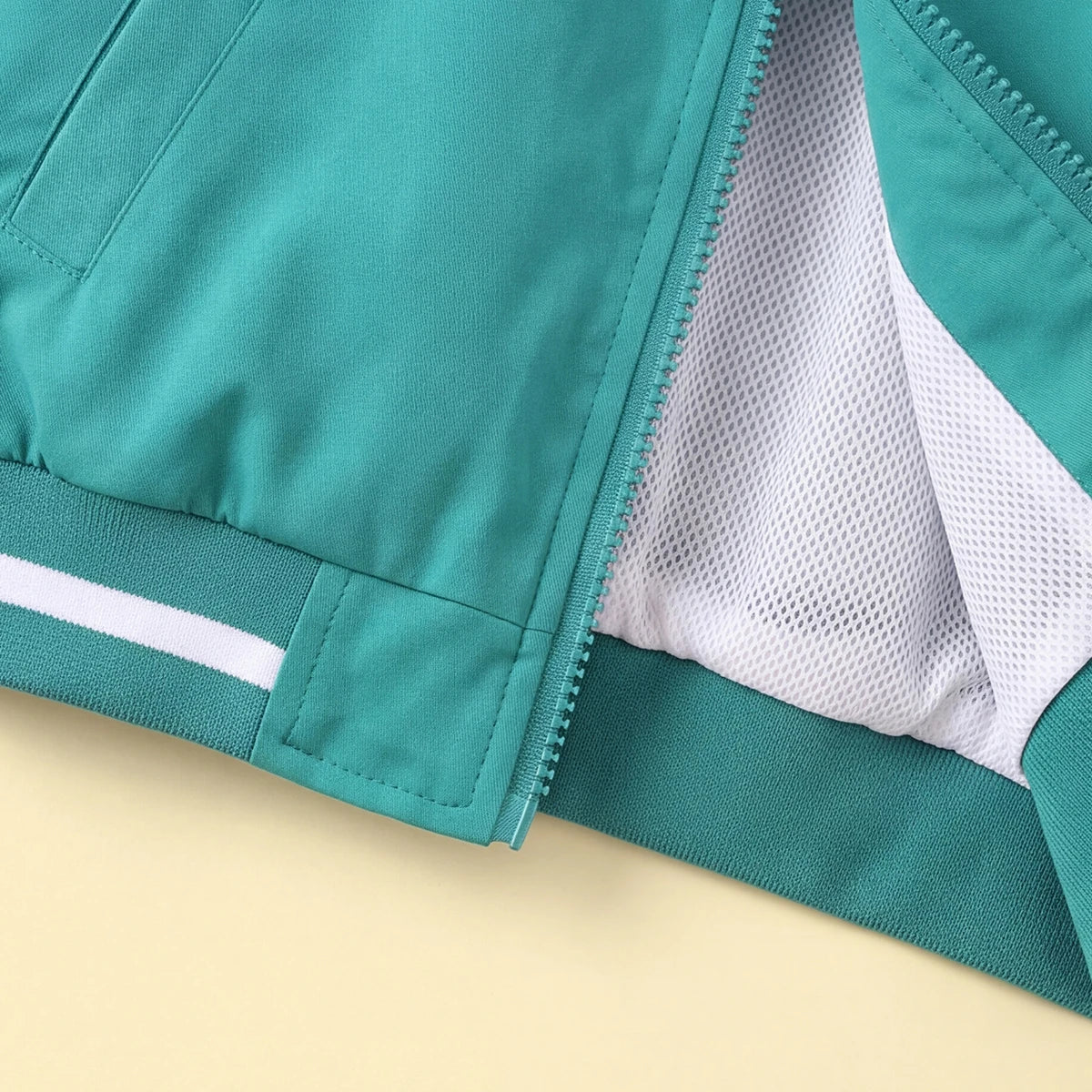 Boys Green Printed Front Open Varsity Bomber Jacket Coats & Jackets