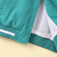 Boys Green Printed Front Open Varsity Bomber Jacket Coats & Jackets