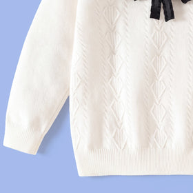 Girls White Long Sleeve Cable Knit Sweater Sweaters & Cardigans
