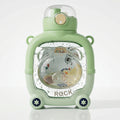 Kids Mint Green Bear Cartoon Straw Water Bottle Trending Accessories Green Onesize