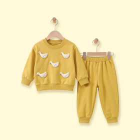 Girls Yellow Duck Applique Sweatshirt & Joggers Sets Sets Yellow 1-2 Y