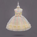 Girls Yellow Heart Applique Fit & Flare Party Wear Dress Party Dresses Yellow 1-2 Y