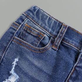 Boys Blue Mid Rise distressed Denim Pants Pants
