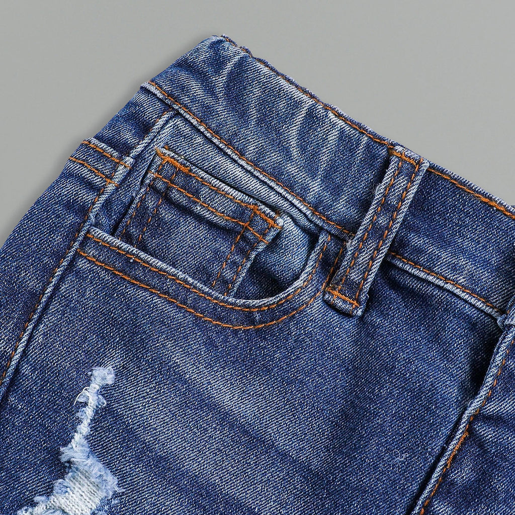 Boys Blue Mid Rise distressed Denim Pants Pants