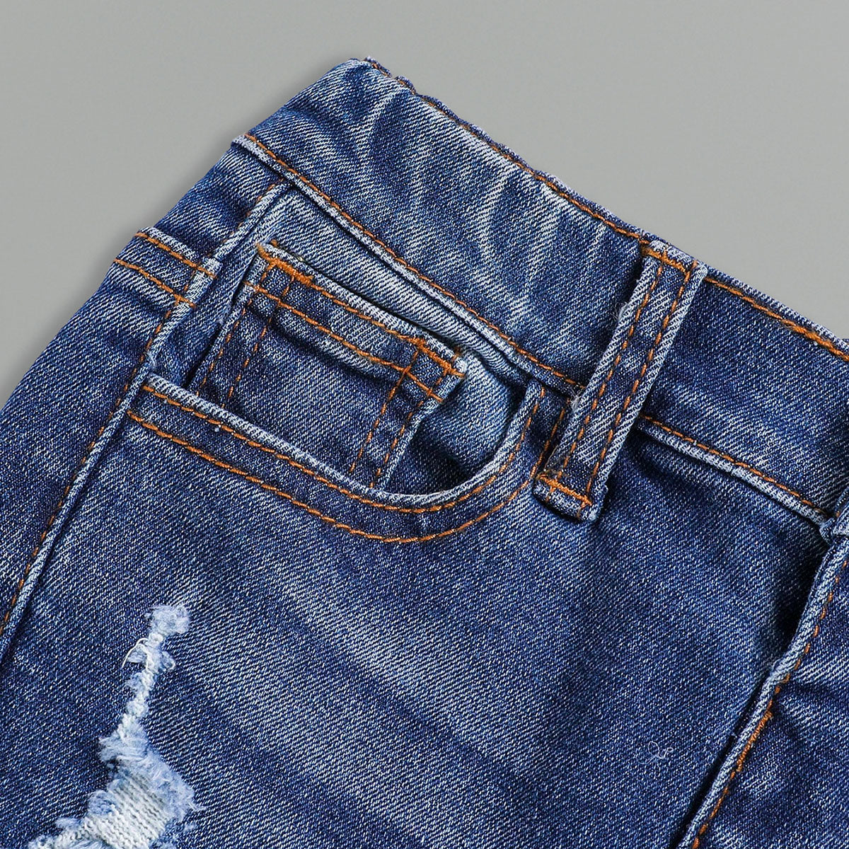 Boys Blue Mid Rise distressed Denim Pants Pants