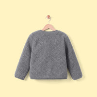 Girls Grey Long Sleeve Fleece Cardigan Sweaters & Cardigans