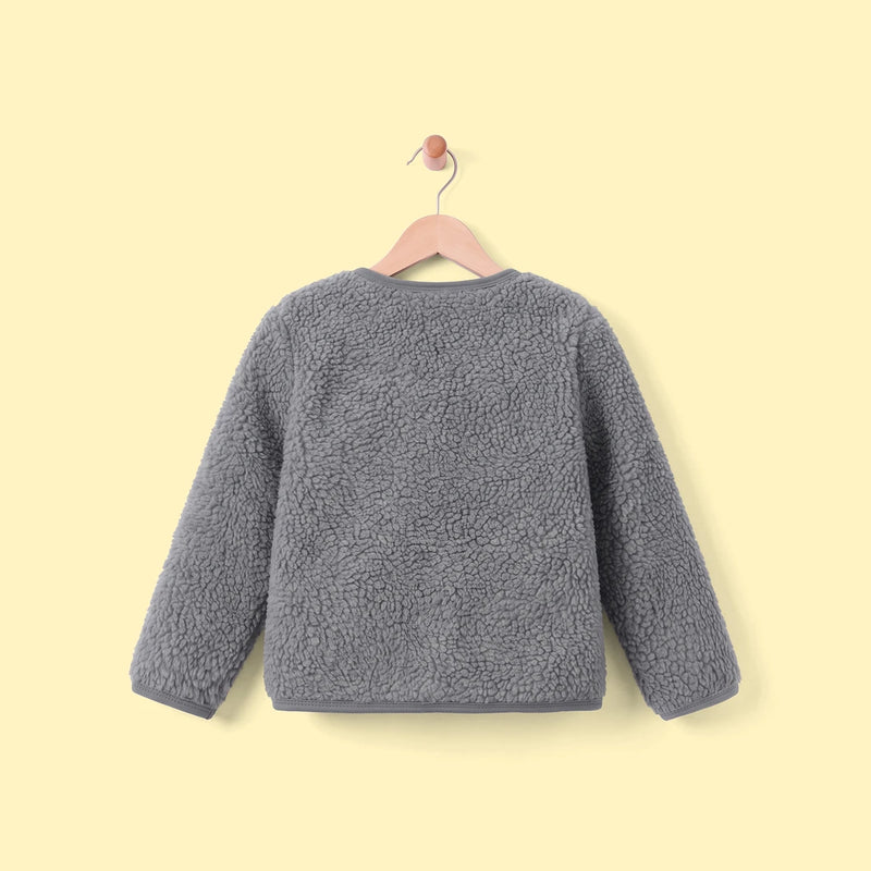 Girls Grey Long Sleeve Fleece Cardigan Sweaters & Cardigans
