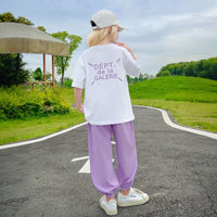 Girls Purple Elephant Printed Summer T-Shirt With Jogger Set 2 pc. Sets