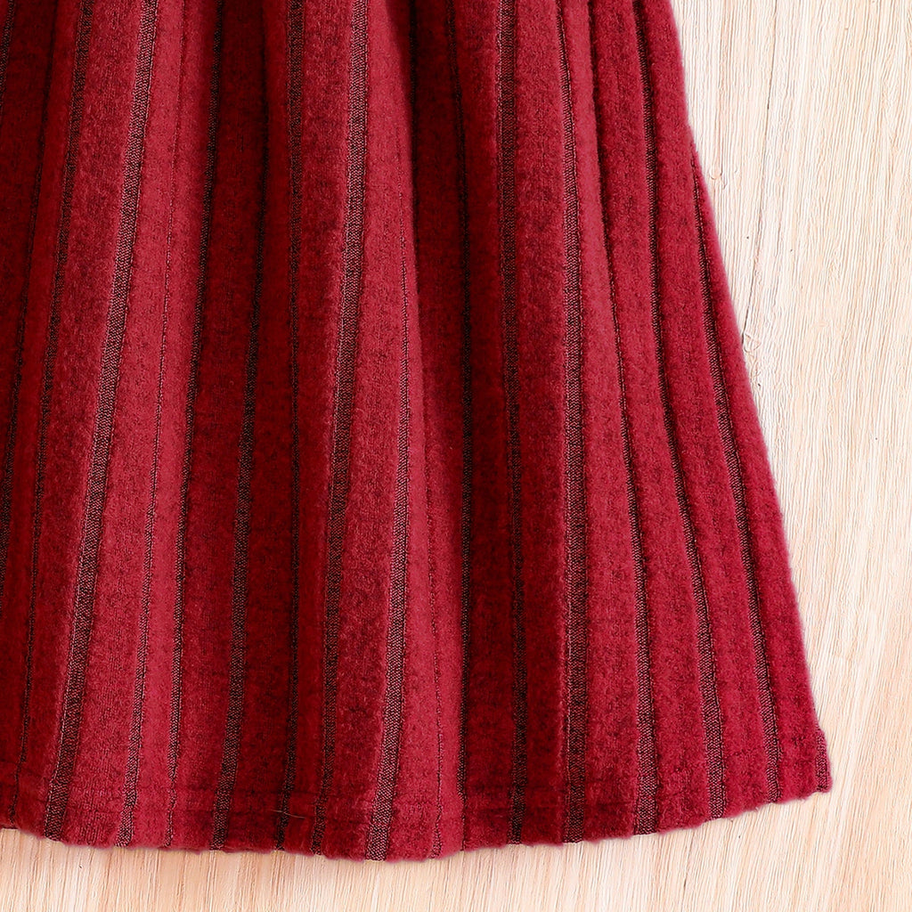 Girls Burgundy Textured Sleeveless Fit & Flare Dress Casual Dresses
