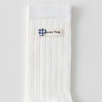 Pack of 5 Girls White Gingham Applique Calf Length Socks Socks