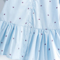 Girls Light Blue Ditsy Print A-line Shirt Dress Casual Dresses
