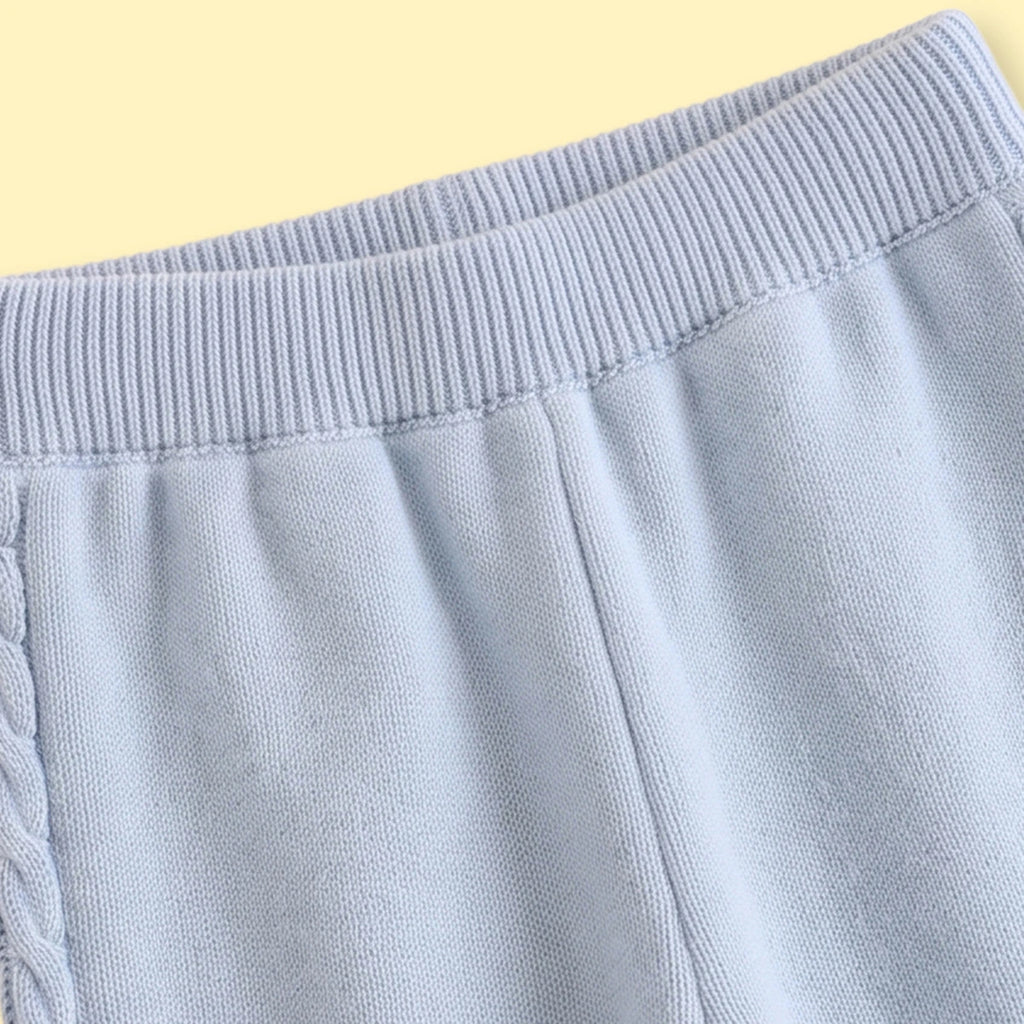 Girls Light Blue Long Sleeves Cardigan & Pants Sets Sets