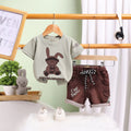 Boys Green Graphics Short Sleeves T-Shirt With Shorts Set Sets Green 9-12 M