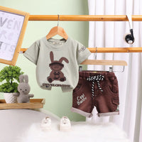 Boys Green Graphics Short Sleeves T-Shirt With Shorts Set Sets Green 9-12 M
