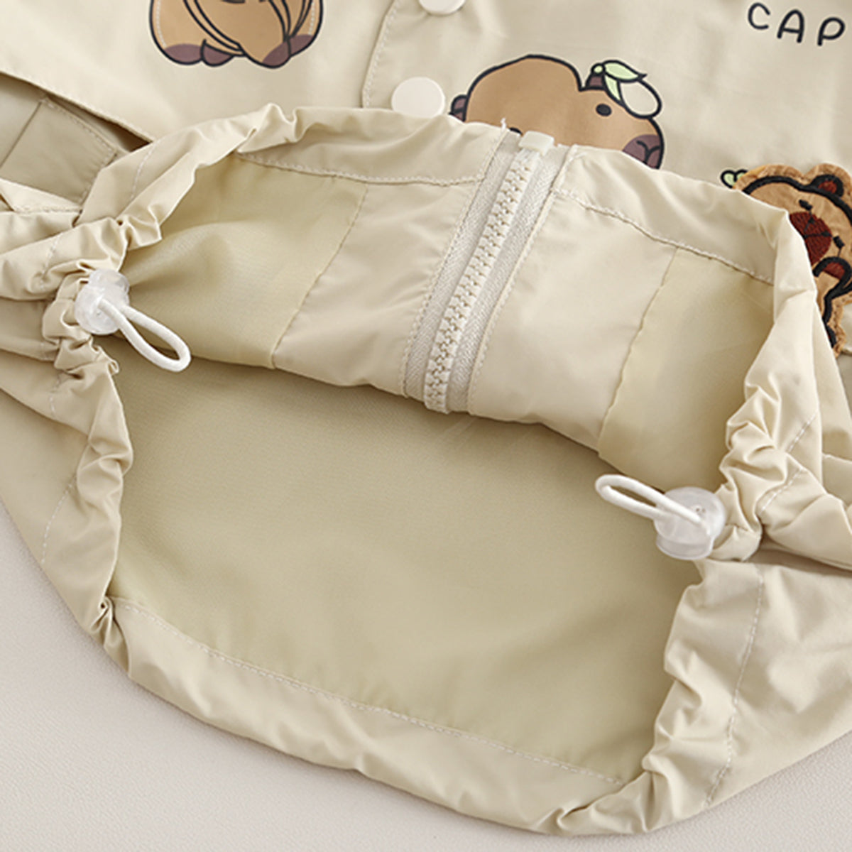 Boys Beige Capybara Printed Hooded Jacket With Joggers Set 2 pc. Sets