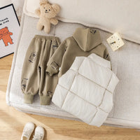 Boys Sleevless Jacket With Regular Hooded Sweatshirt And Trouser Sets 3 pc. Sets