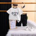 Boys Off White Typographic Printed Short Sleeve T-shirts With Elasticated Shorts Sets Sets Off White 1-2 Y