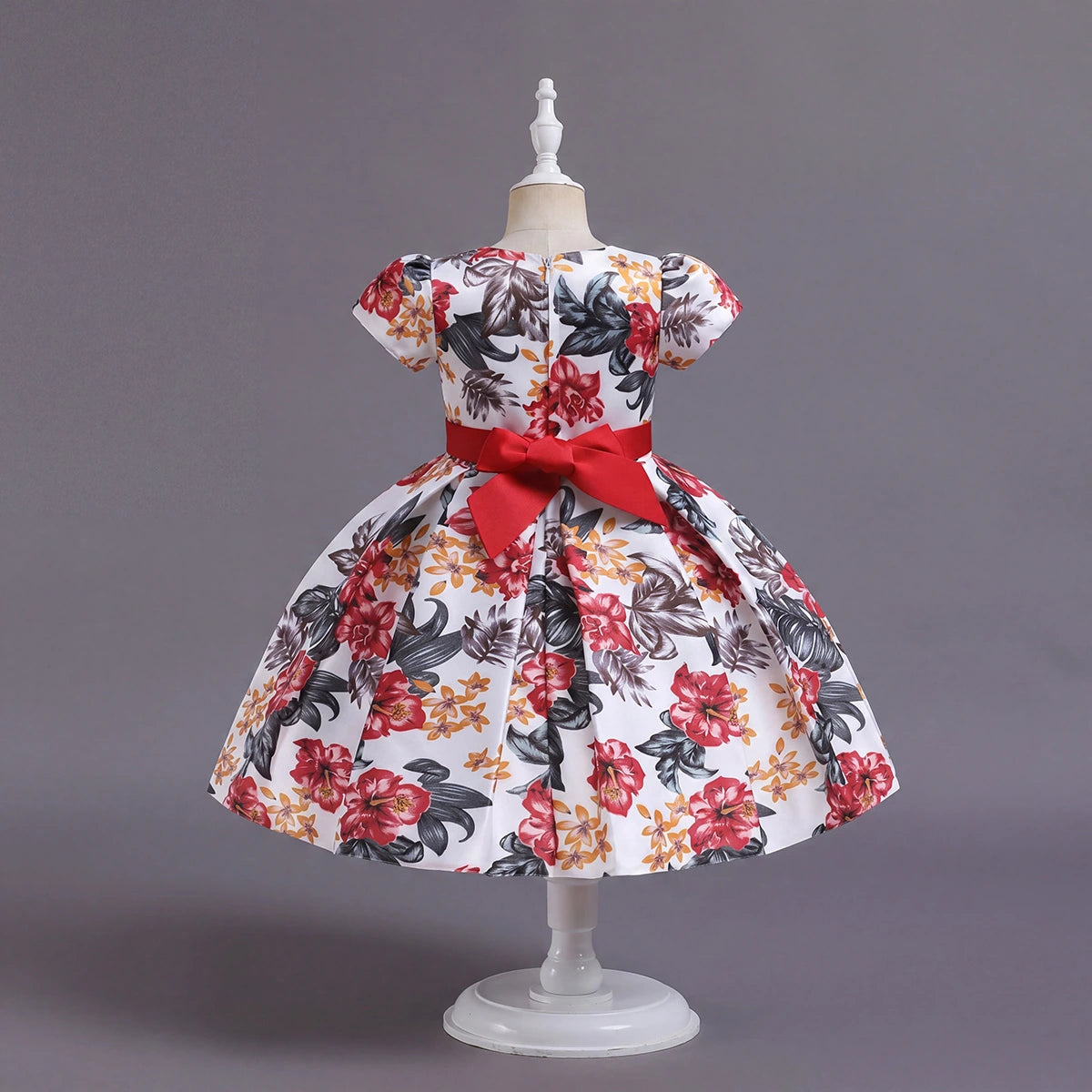 Girls White Floral Printed Sleeveless Fit & Flare Party Wear Dress Party Dresses