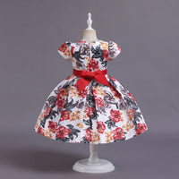 Girls White Floral Printed Sleeveless Fit & Flare Party Wear Dress Party Dresses